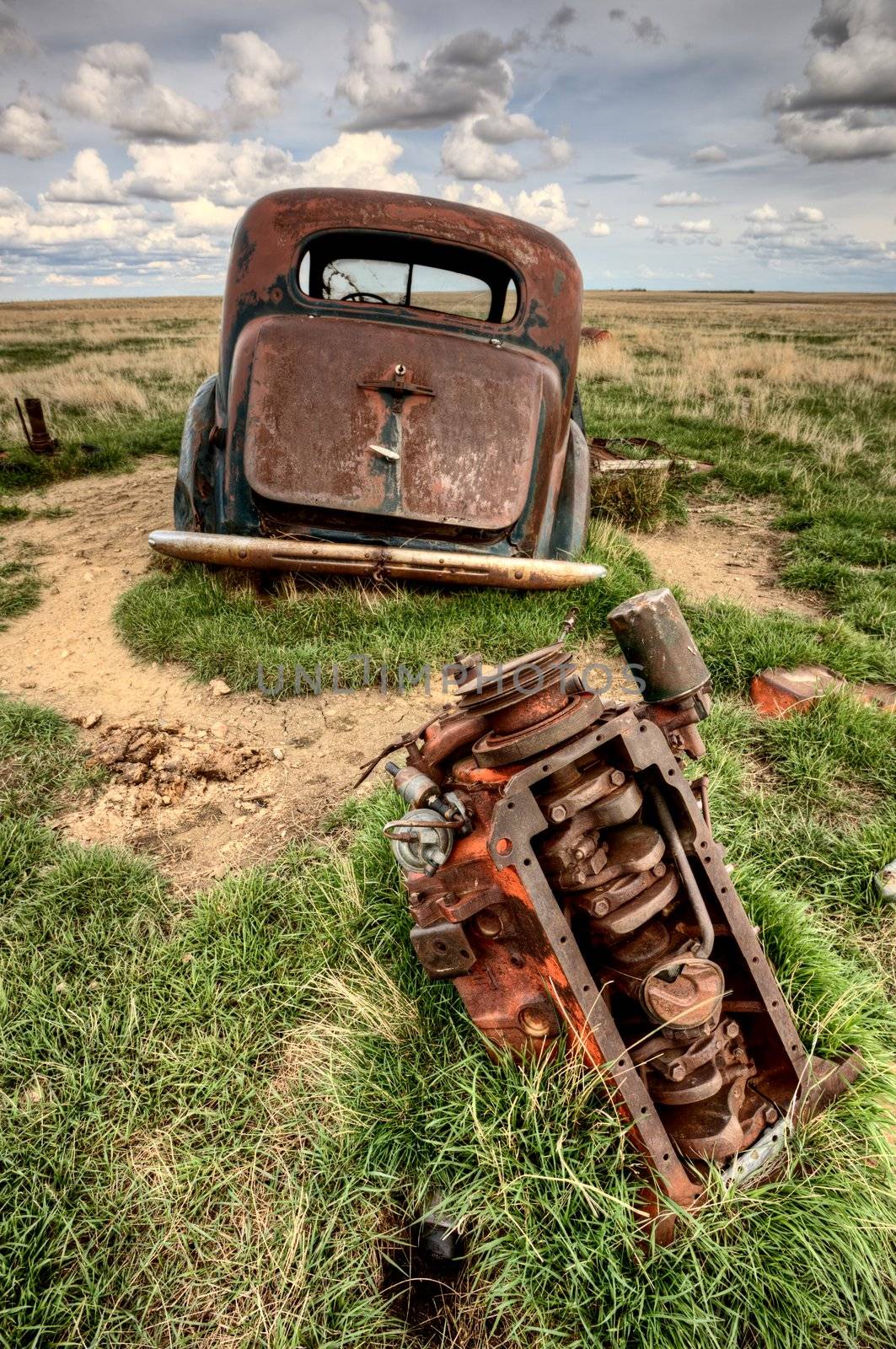 Abandoned Vehicle Prairie antique vintage aged Saskatchewan