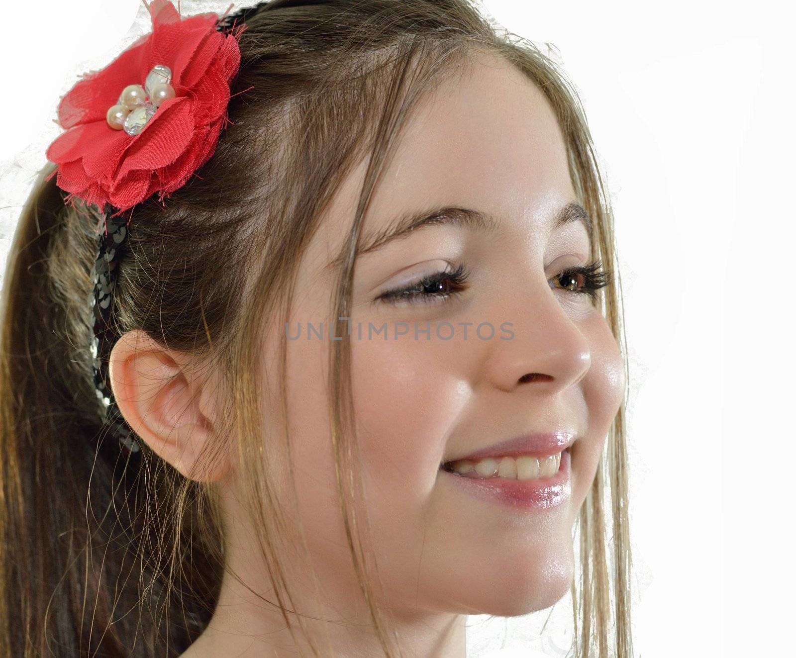 Close up of an attractive ten year old girl