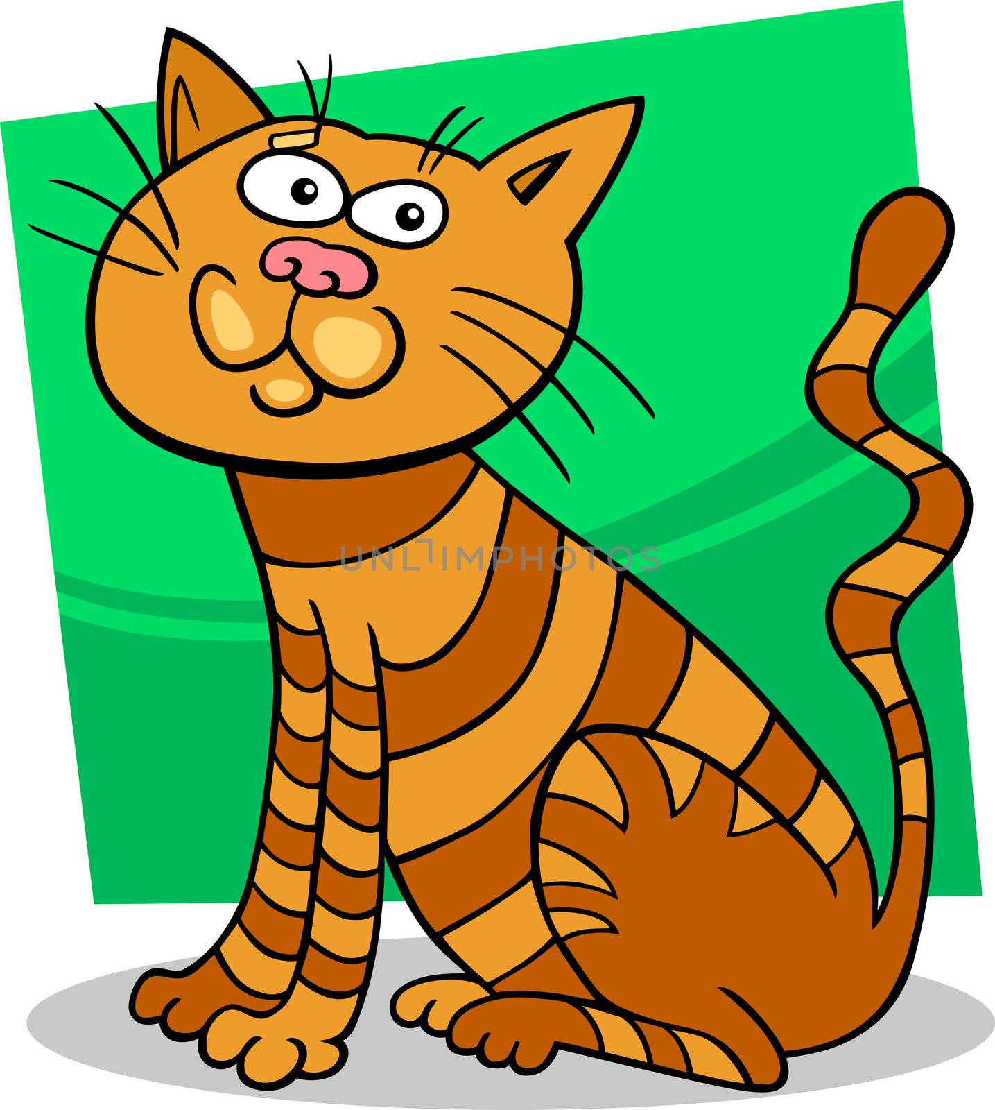 cartoon illustration of funny red sitting cat