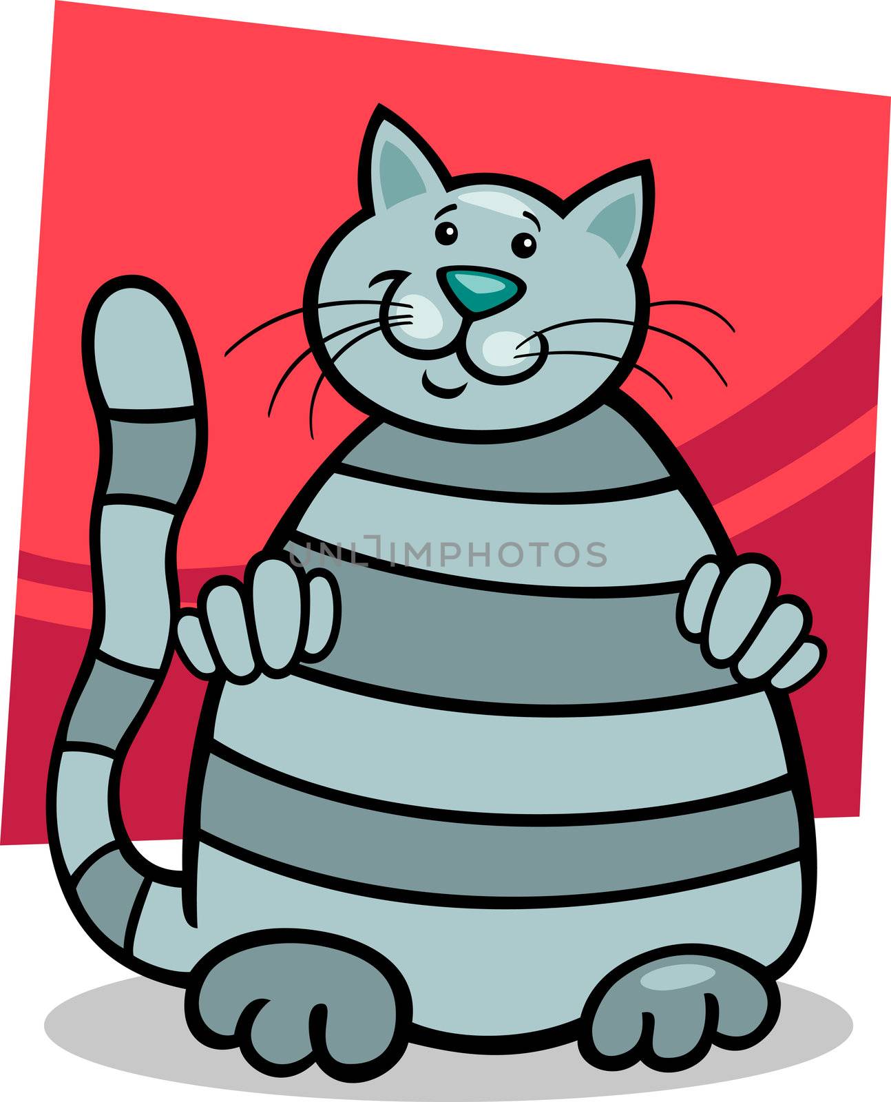 cartoon illustration of cute grey tabby cat