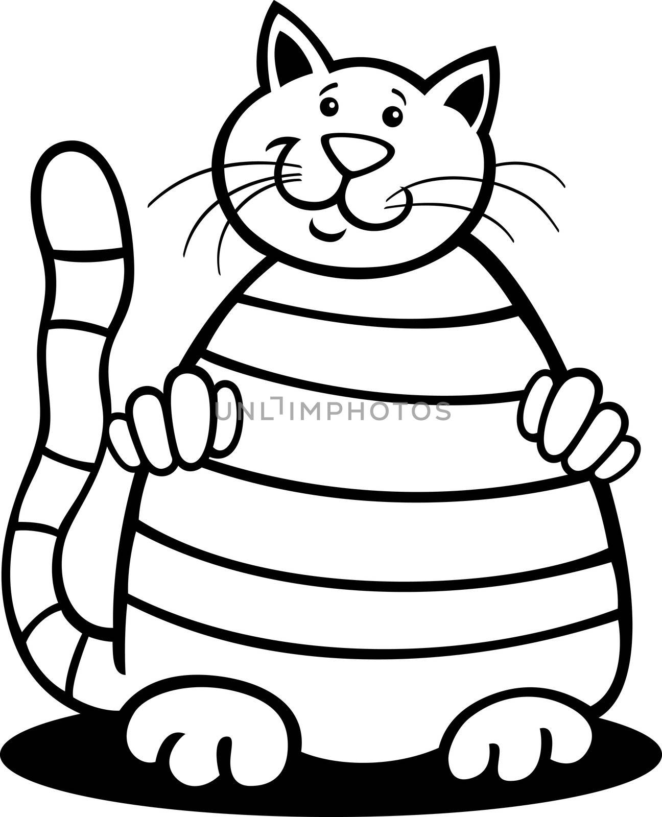 cartoon illustration of tabby cat for coloring book