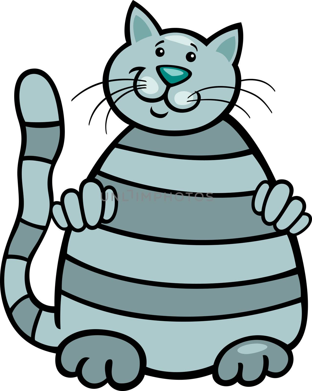 cartoon illustration of cute grey tabby cat