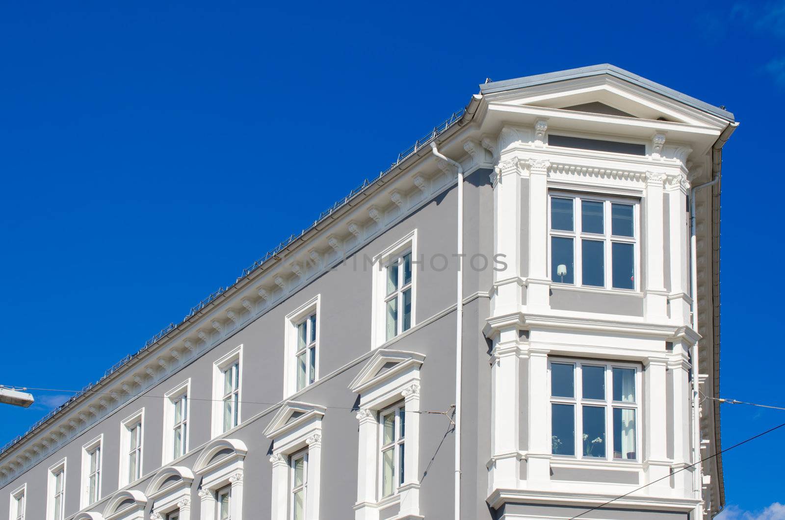 Building architecture on blue background Oslo, Norway