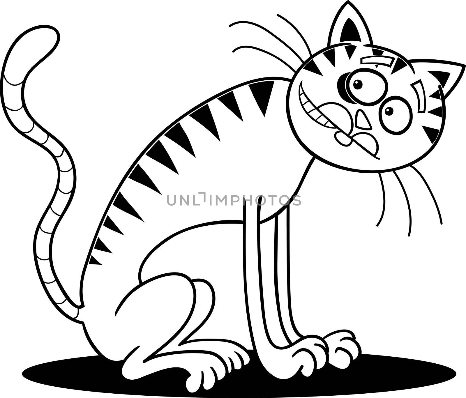 cartoon illustration of thin cat for coloring book