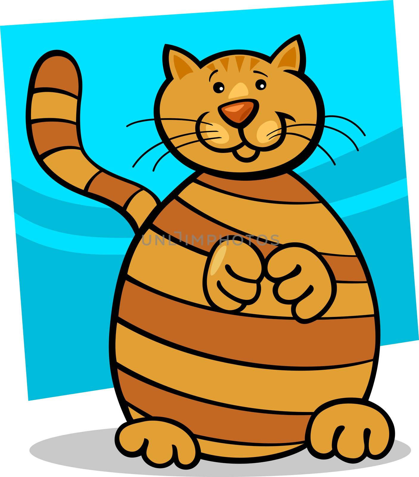 cartoon illustration of cute yellow tabby cat