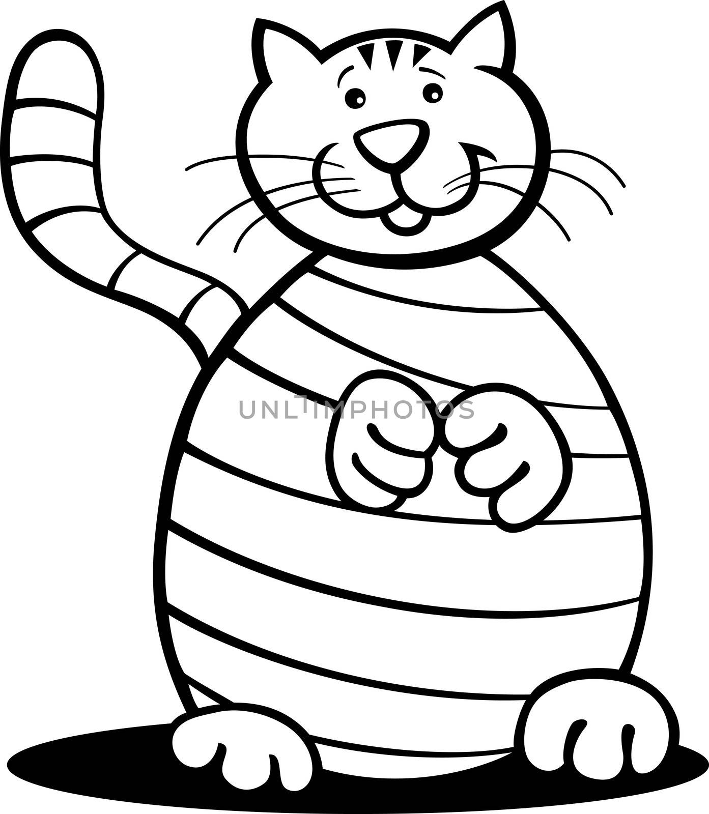 cartoon illustration of tabby cat for coloring book