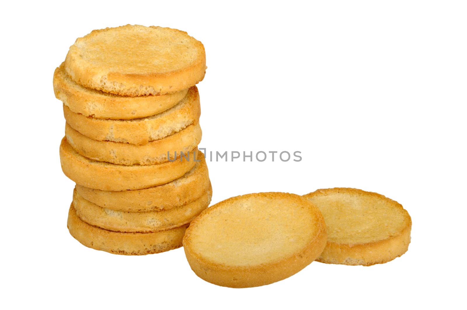 round toast isolated on a white background