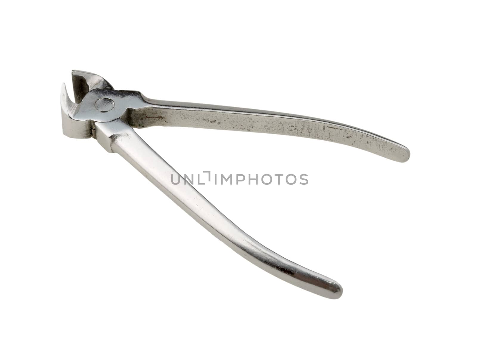 old steel nippers isolated on white background