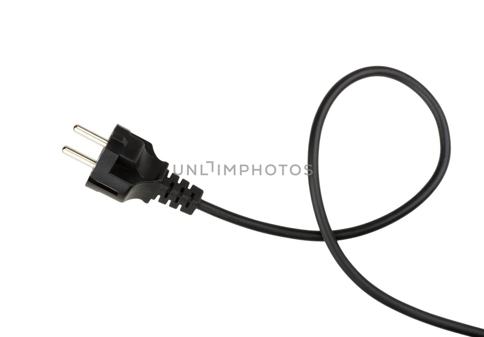 electrical cable with plug isolated on white background