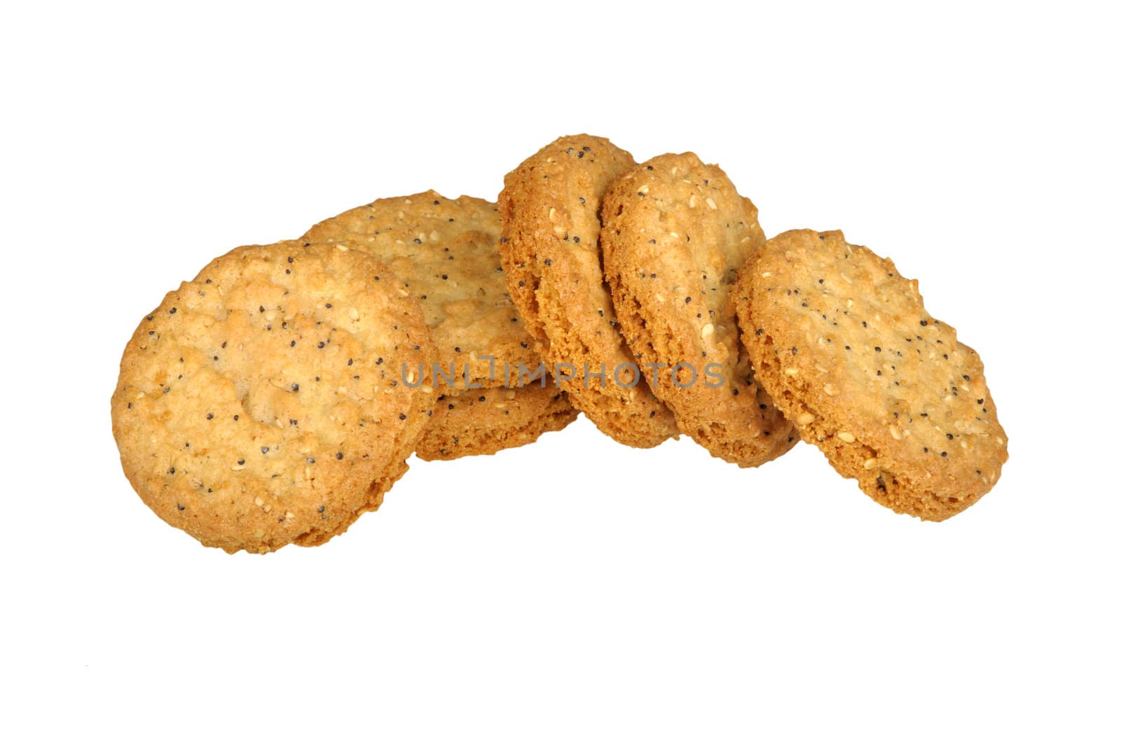 sesame biscuits with poppy isolated on white background