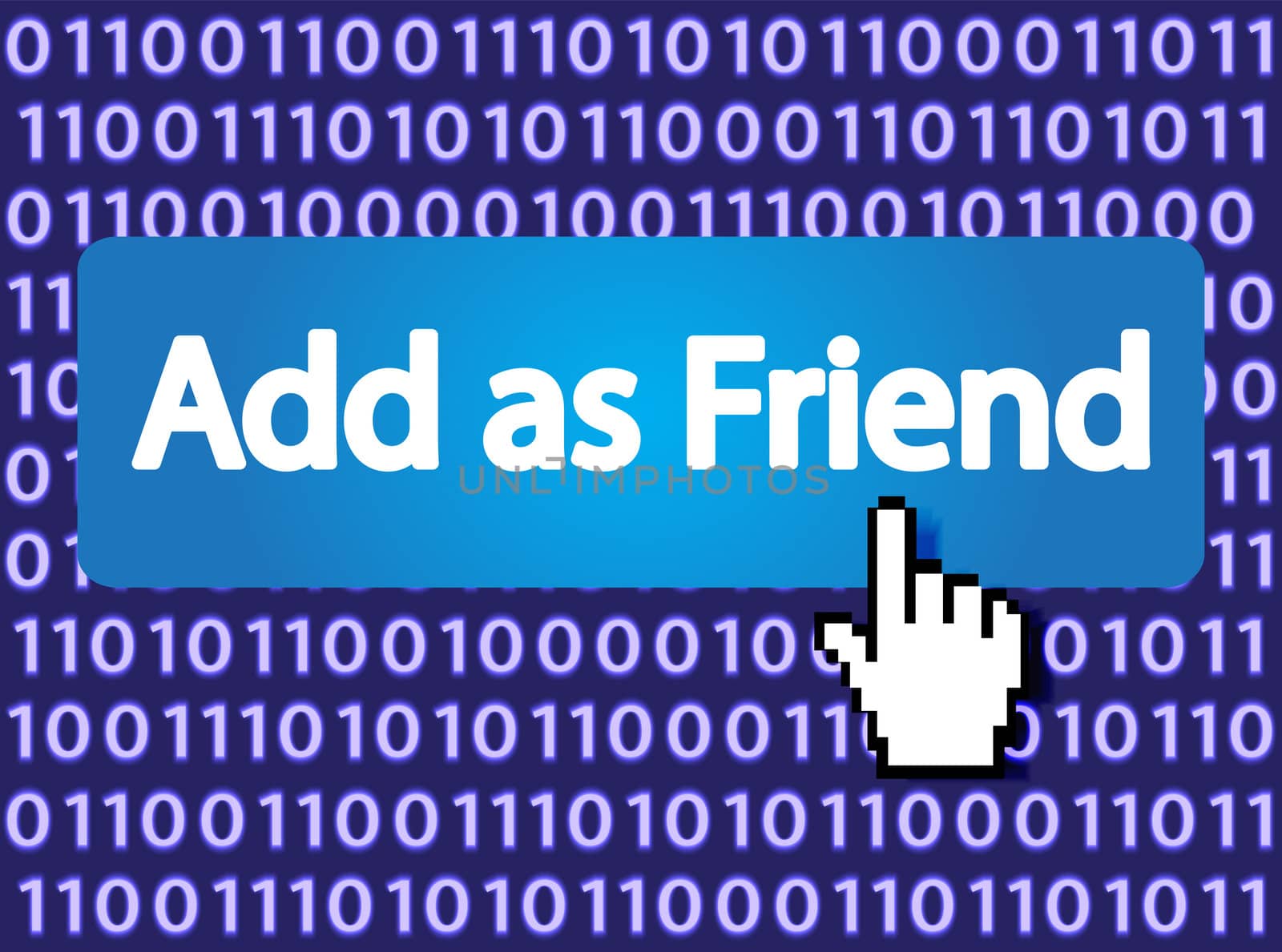 Add as Friend Button with Hand Cursor. Vector Illustration.