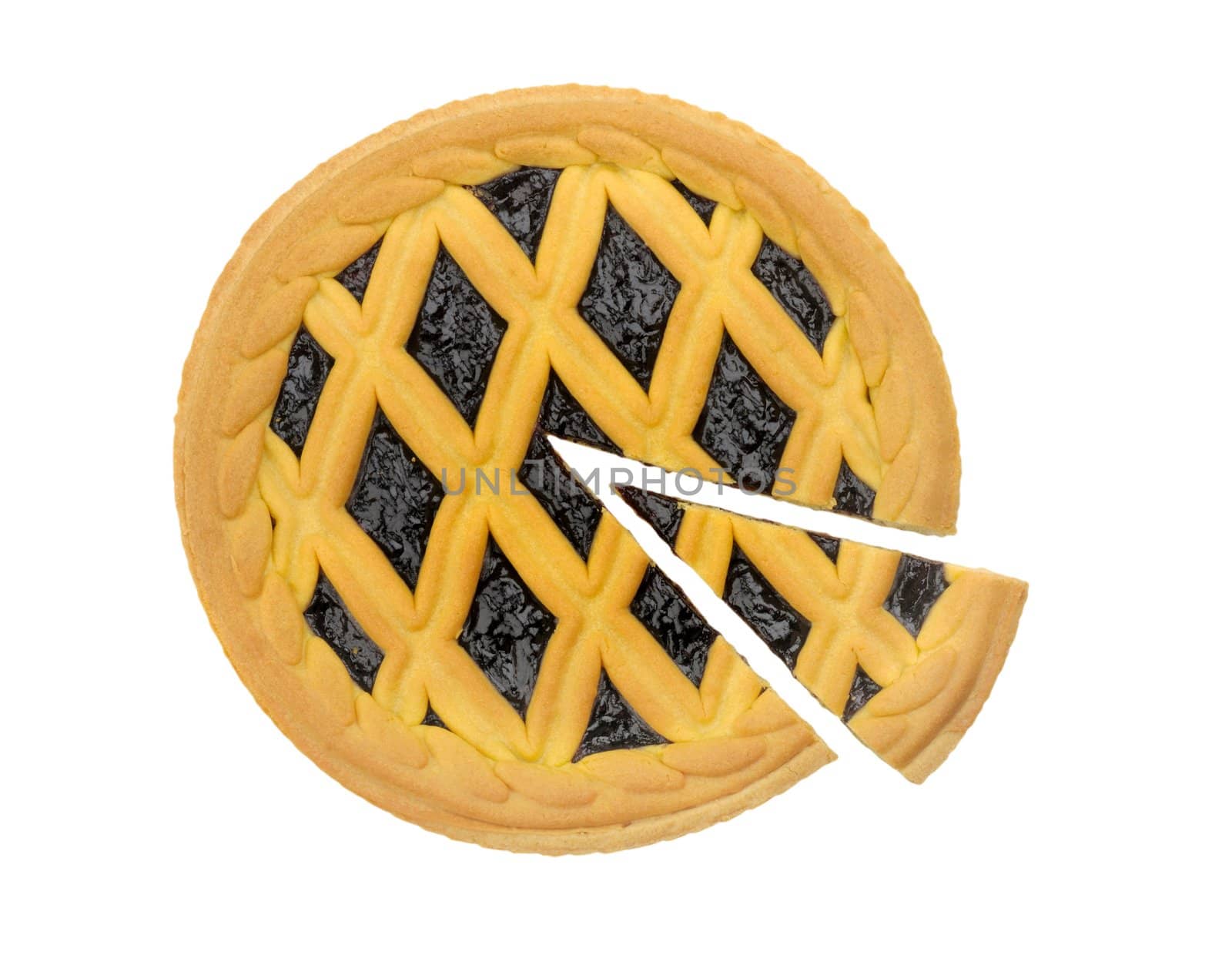 blueberry pie isolated on a white background