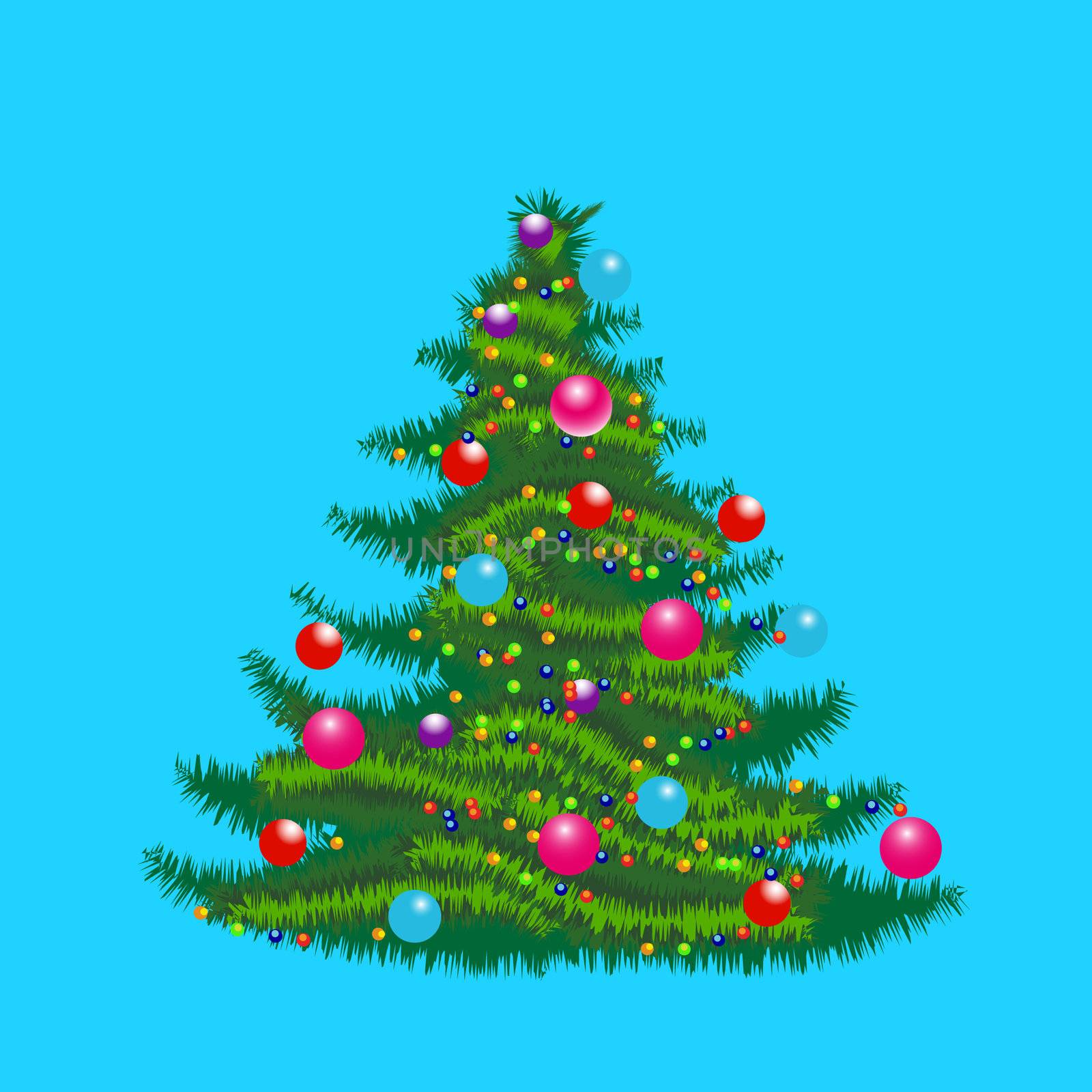 Vector illustration of christmas tree with ornaments 