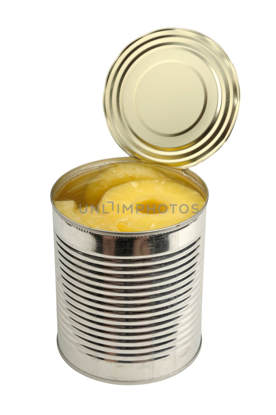 canned pineapple in a can isolated on white a background