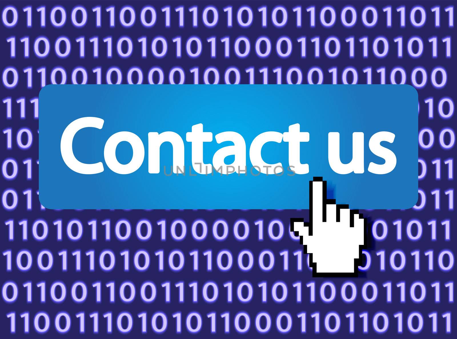 Contact us Button with Hand Cursor. Vector Illustration.