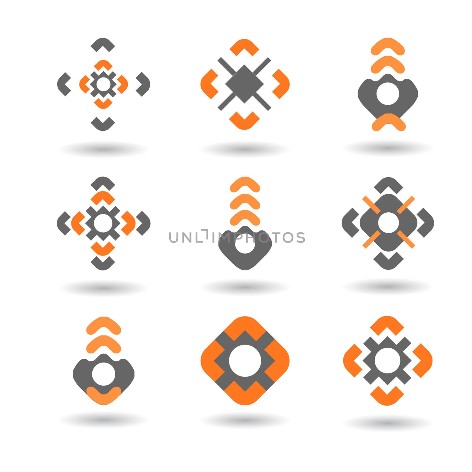Collection of 9 design elements and graphics. Vector. CMYK.