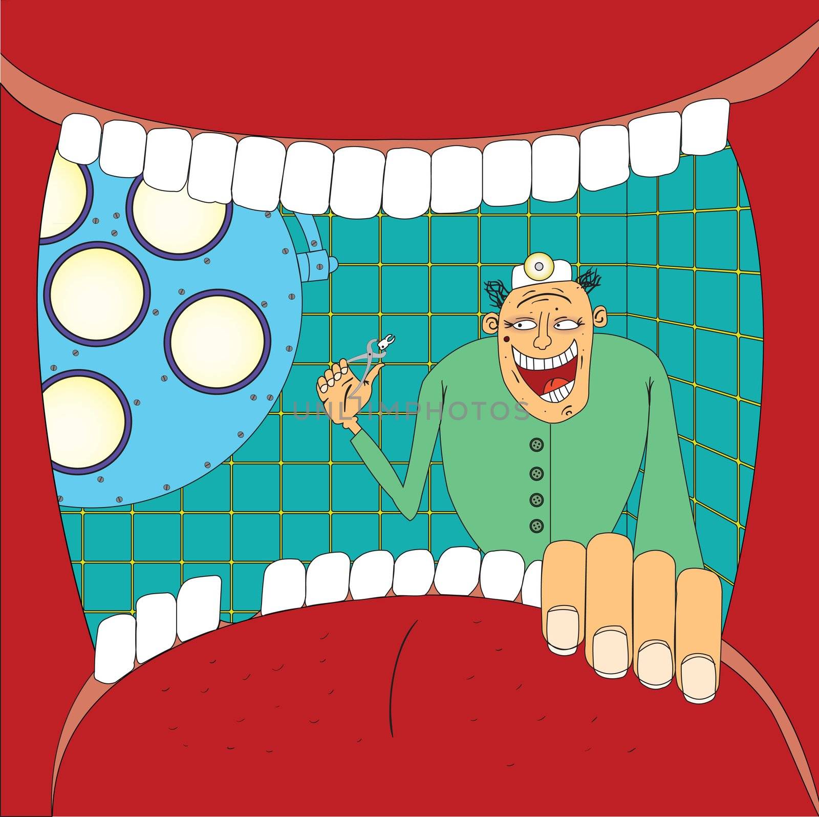 Funny Doctor stomatologist. Vector illustration EPS 10