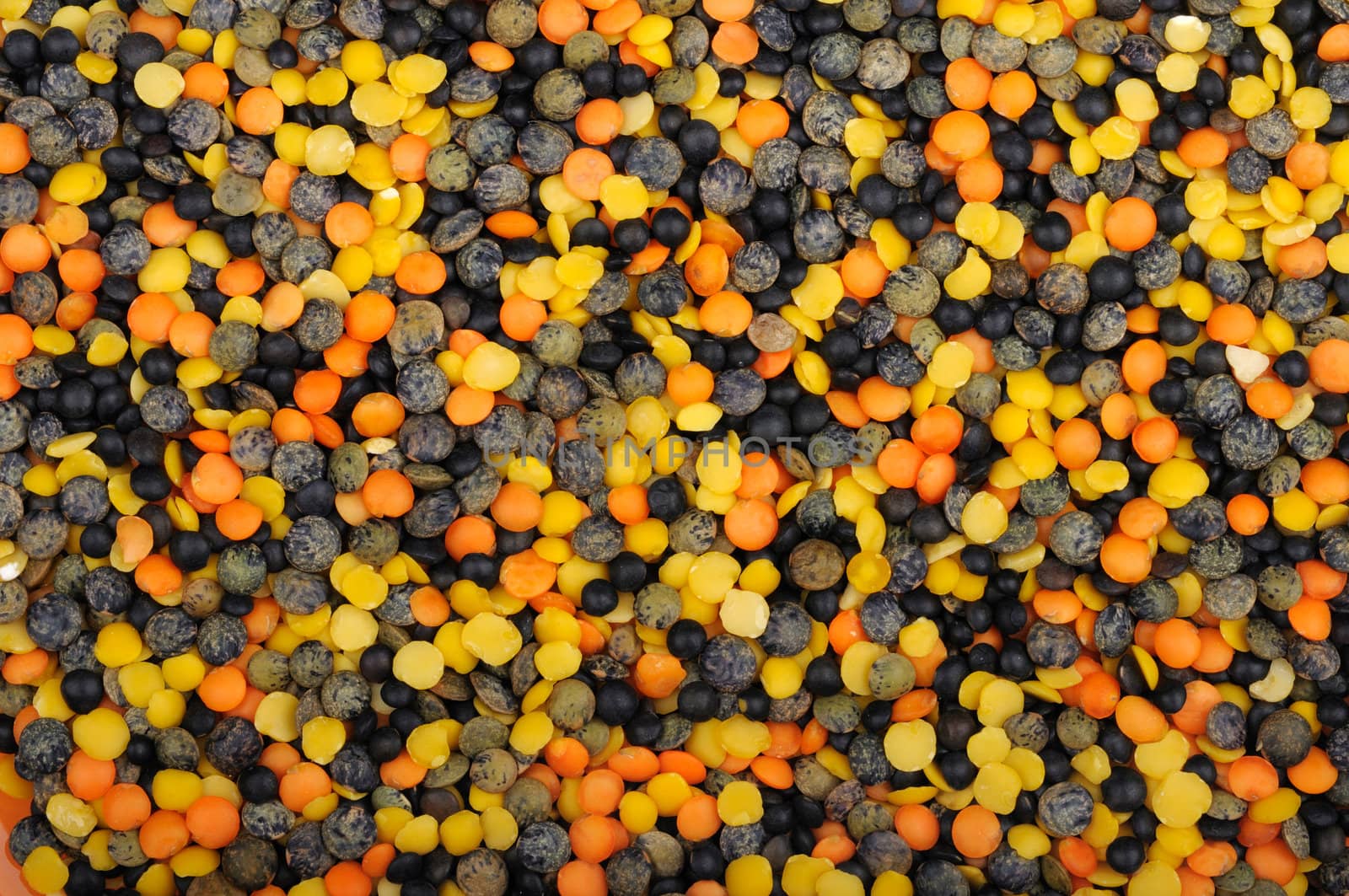 background of mix of four types of lentils