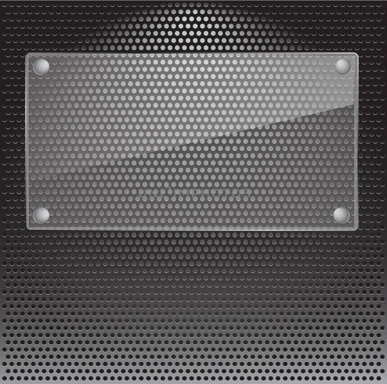Realistic vector speaker grill background with glass
