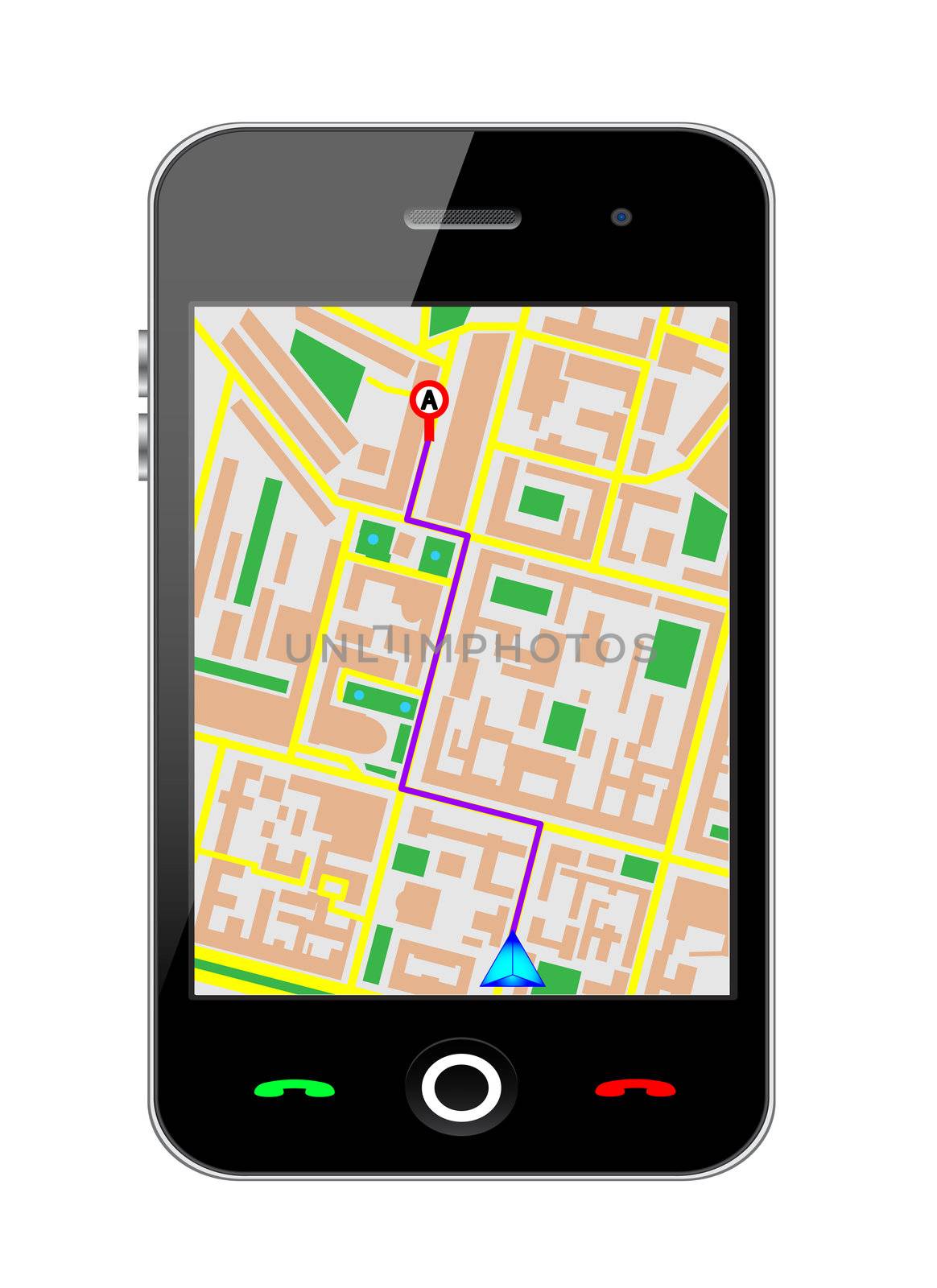 Touch screen cellphone gps. Vector Illustration. EPS10.