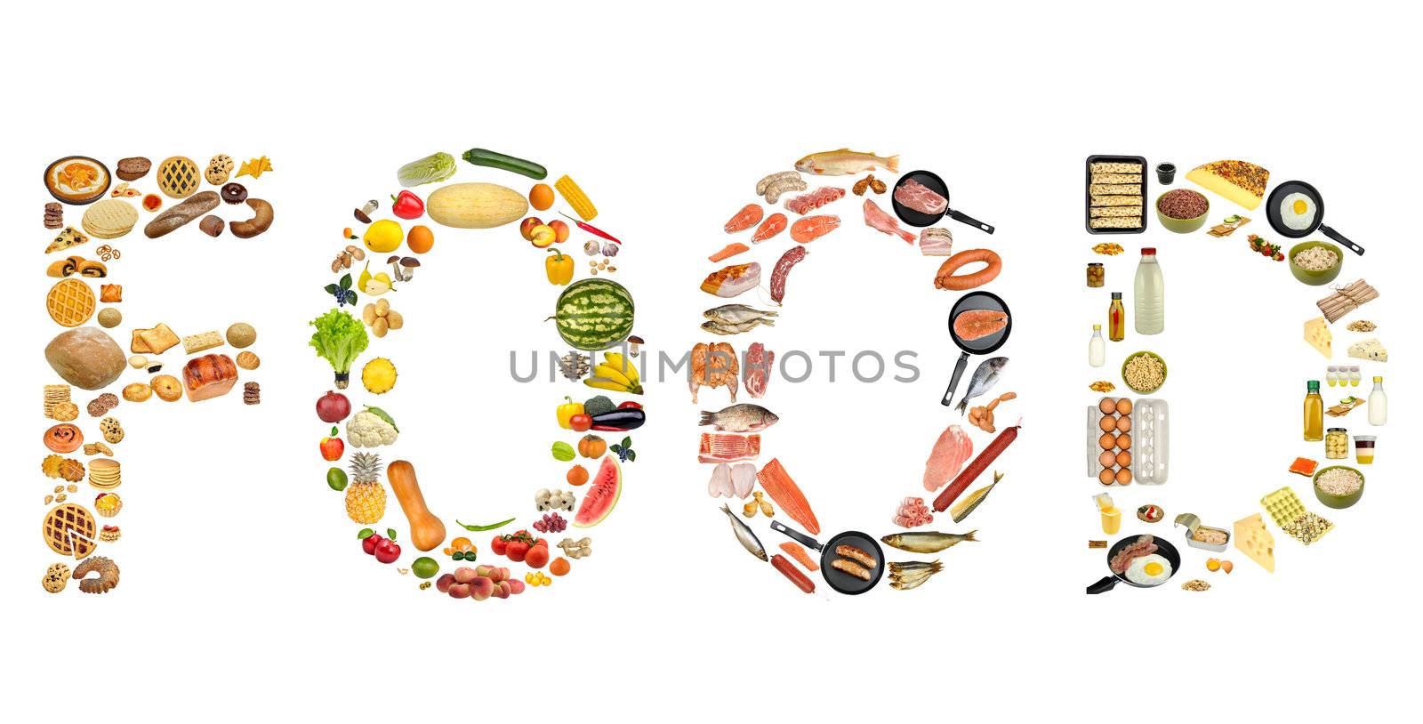food isolated on a white background, set
