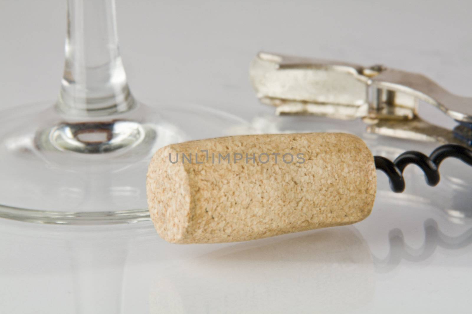 Cork elegant corkscrew and glass leg