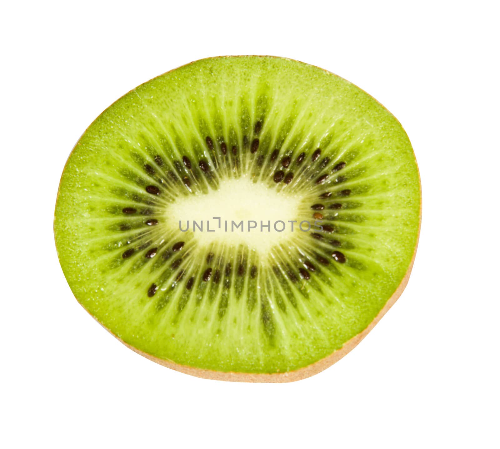 sliced open kiwi on white background
