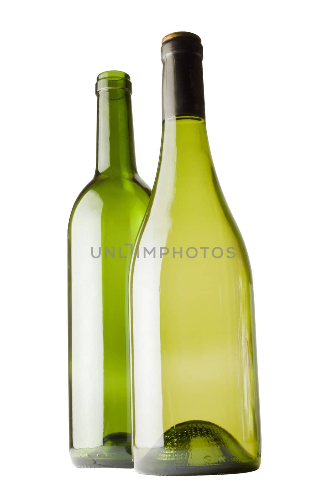 Two wine bottles isolated on white