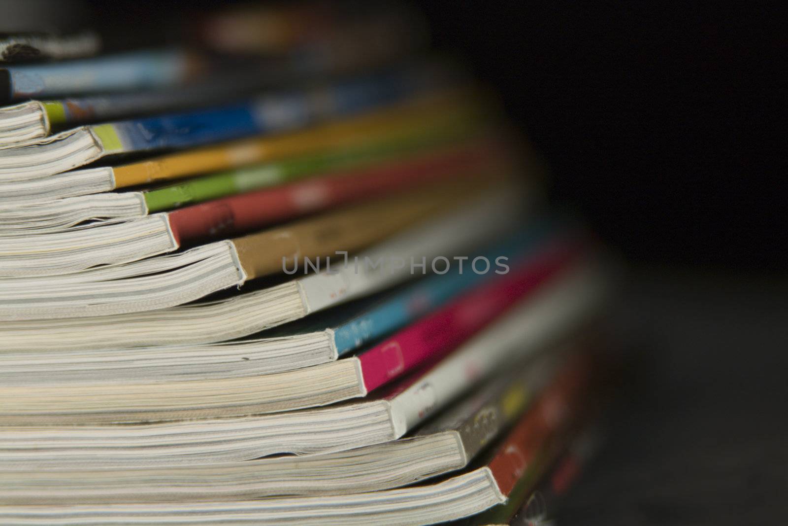 Stack of magazines. Small depth of sharpness