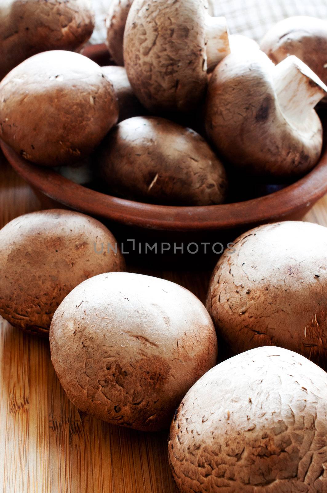 Handful raw mushrooms by Nanisimova