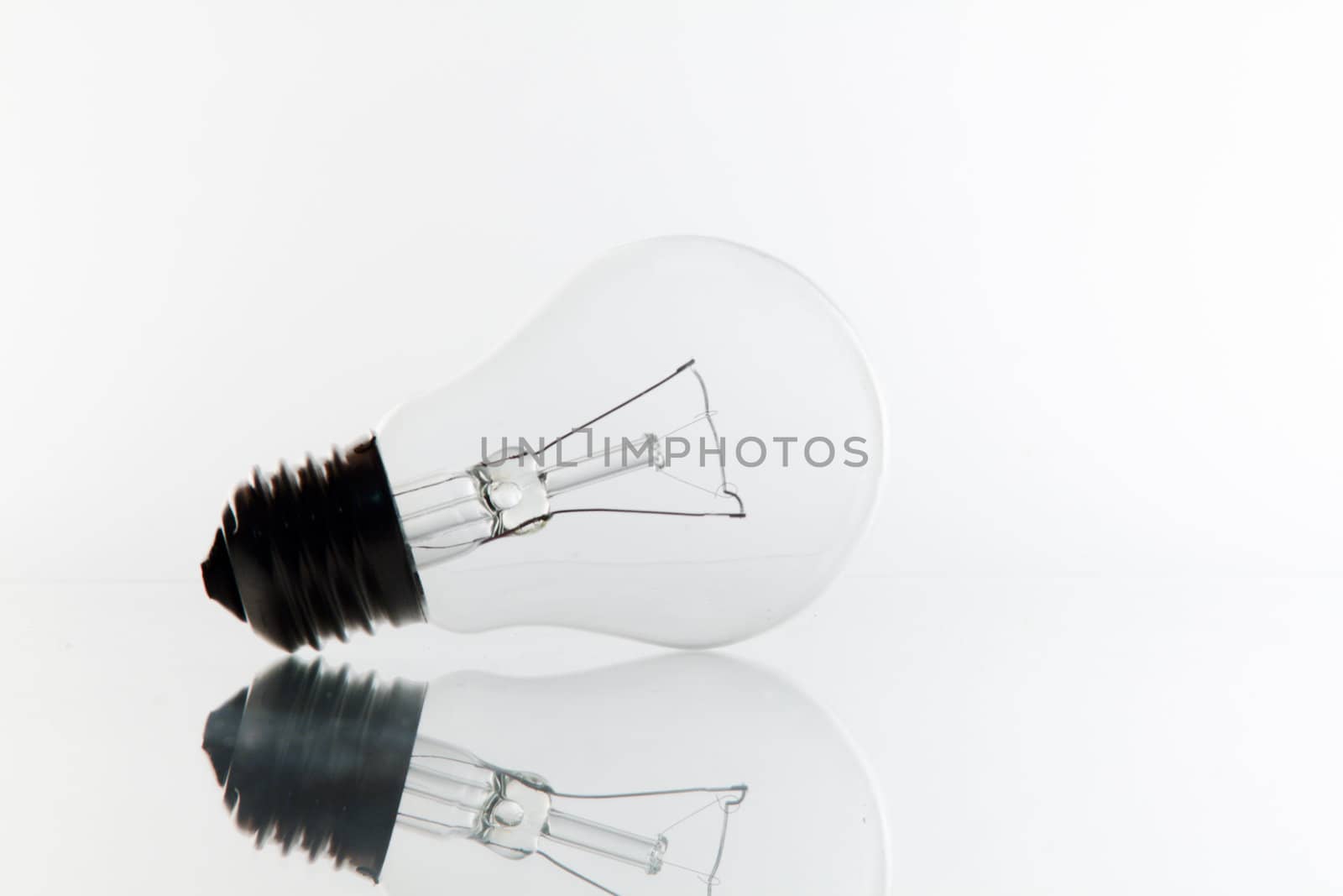 A very pure light bulb on white.