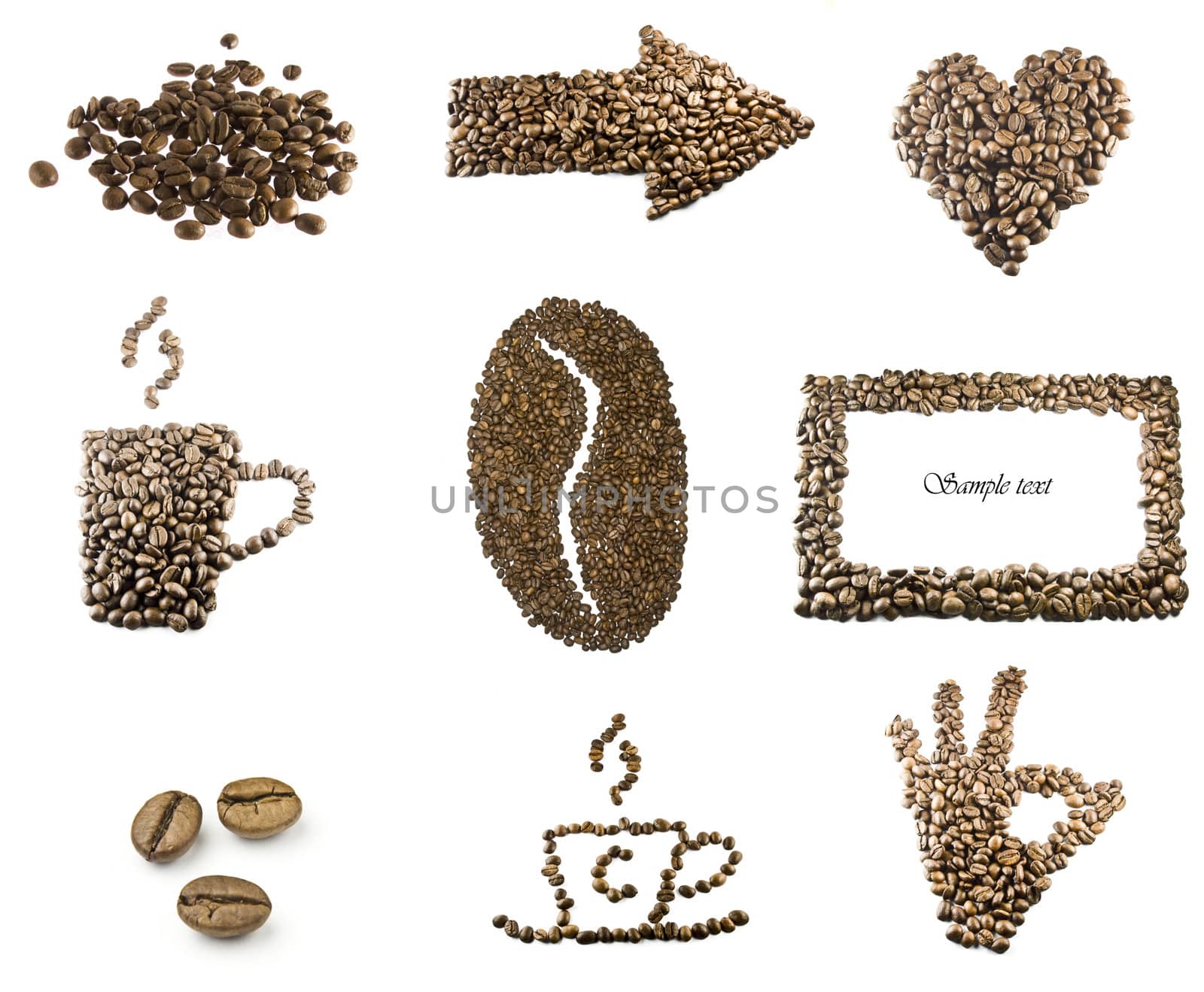 Figure made of coffee isolated on white background