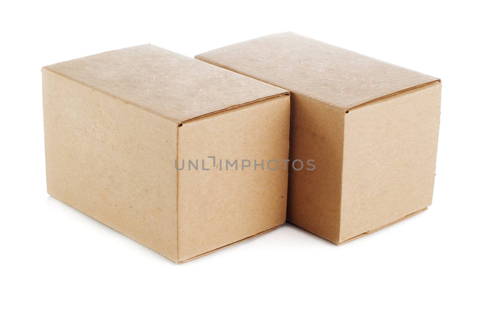 two cardboard boxes on a white background