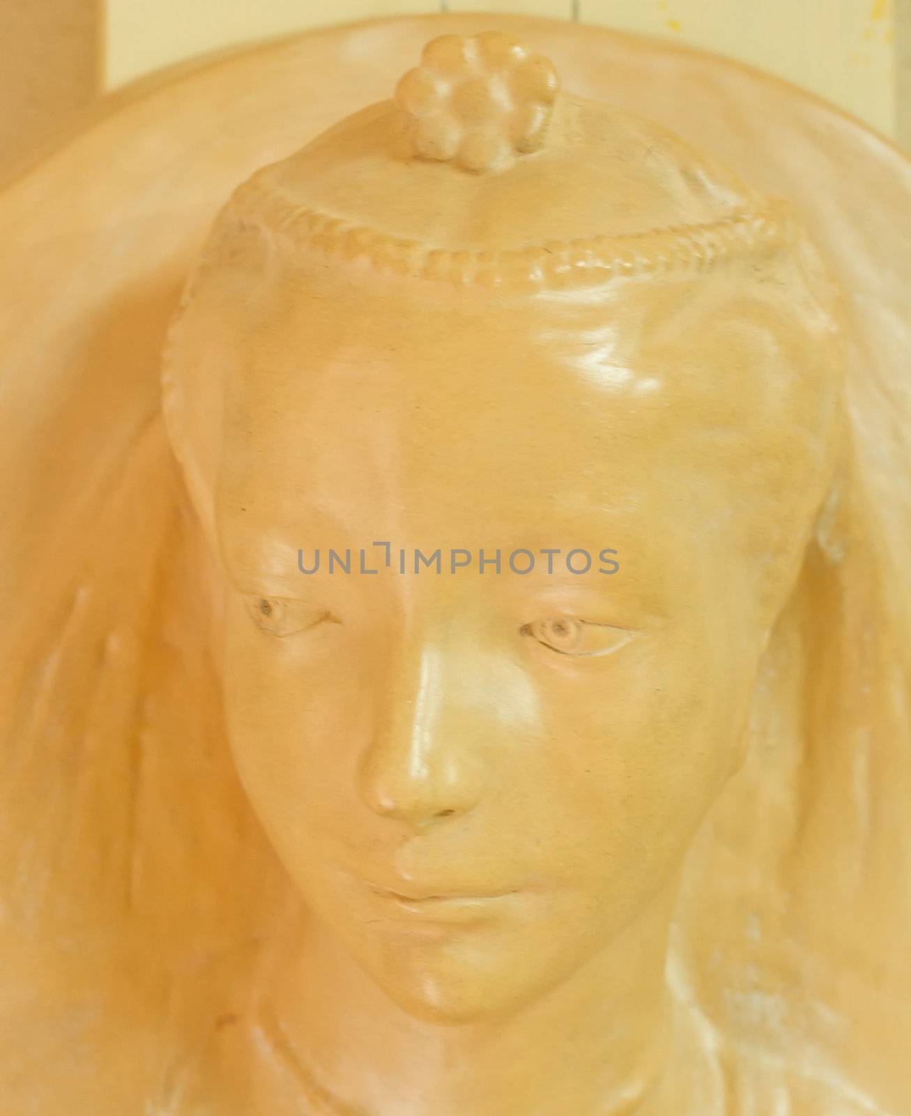 Close up of face of a beautiful female statue