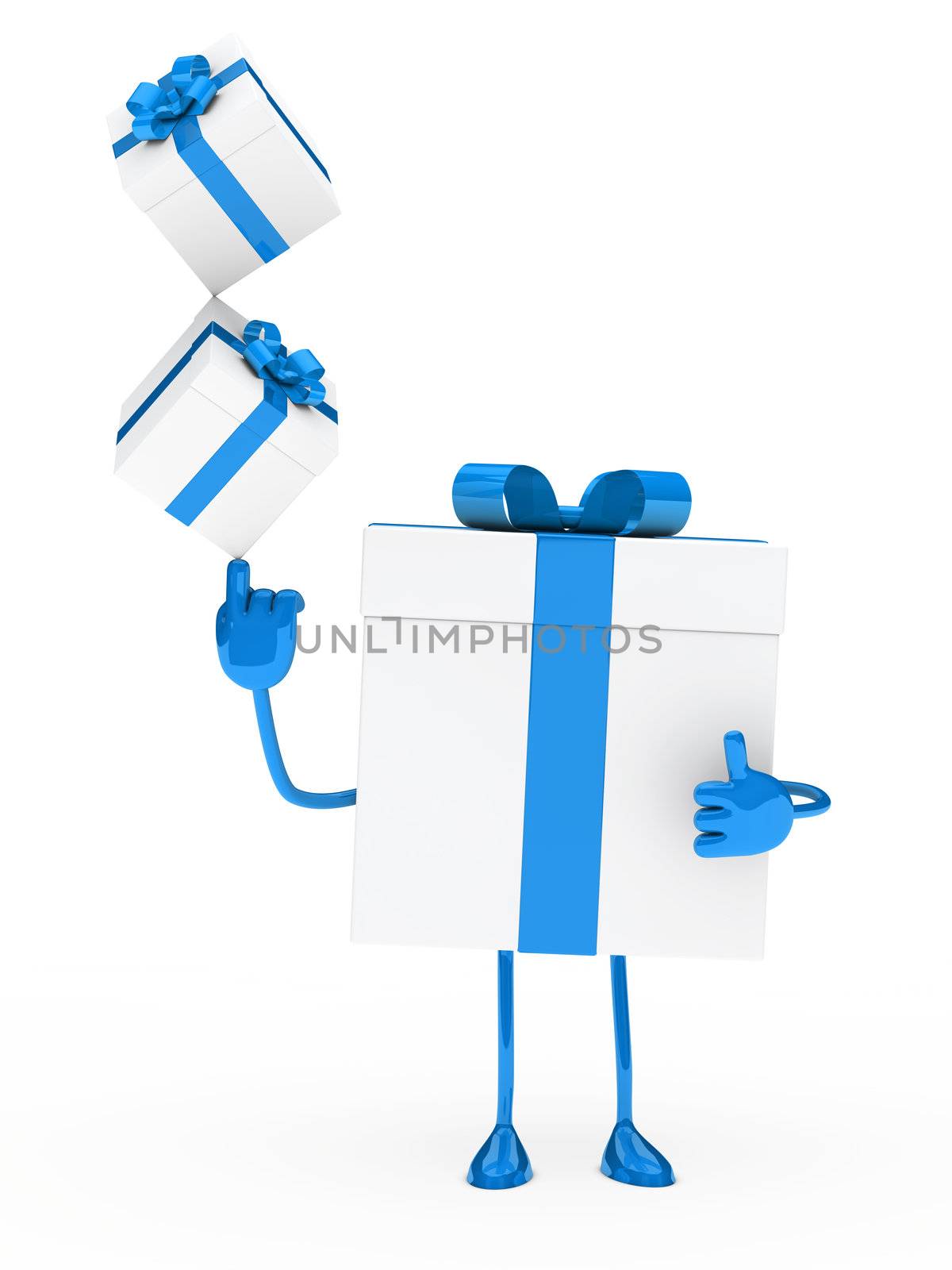 christmas gift box figure blue white balance