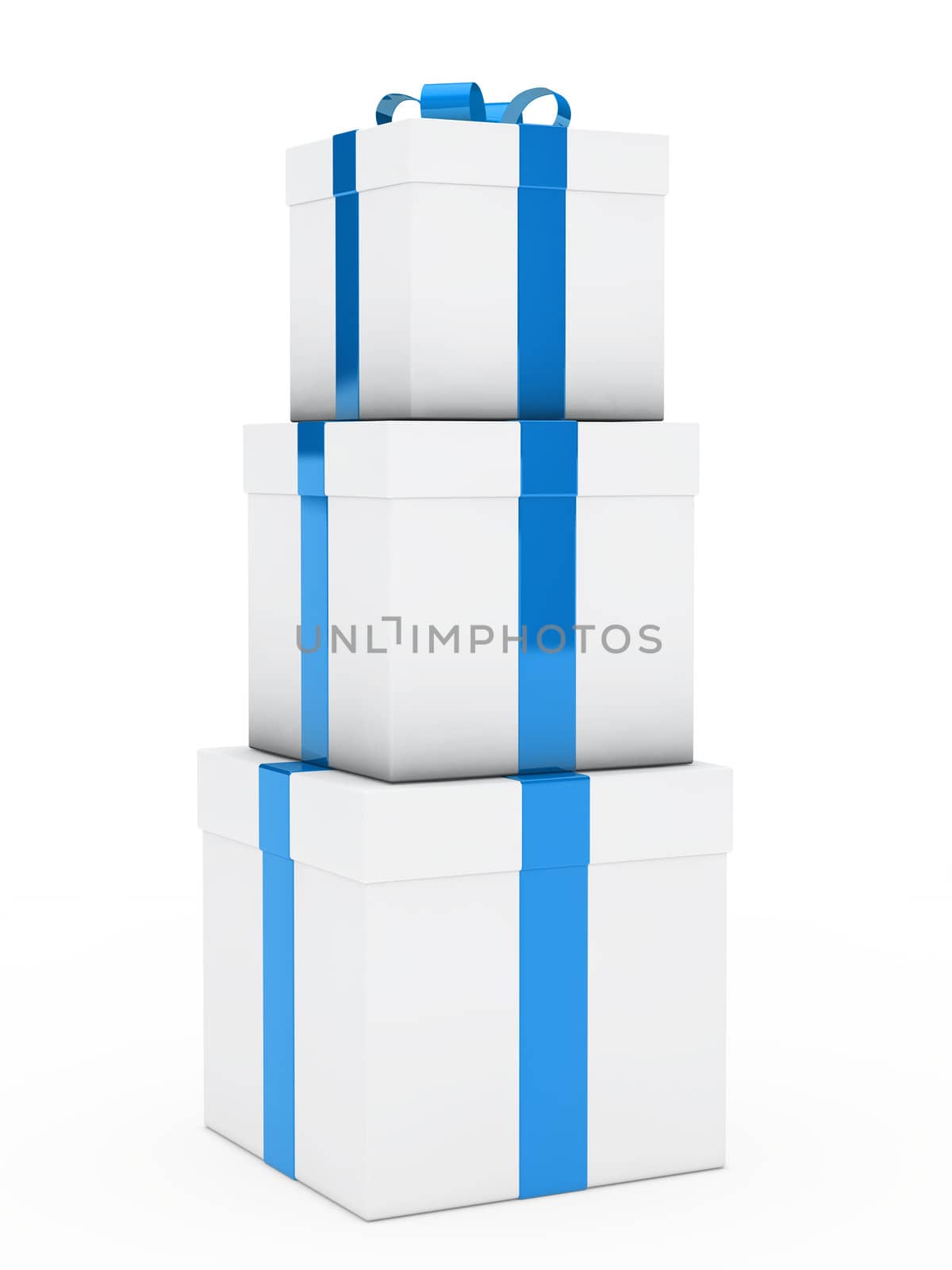 christmas three gift boxes blues white stack