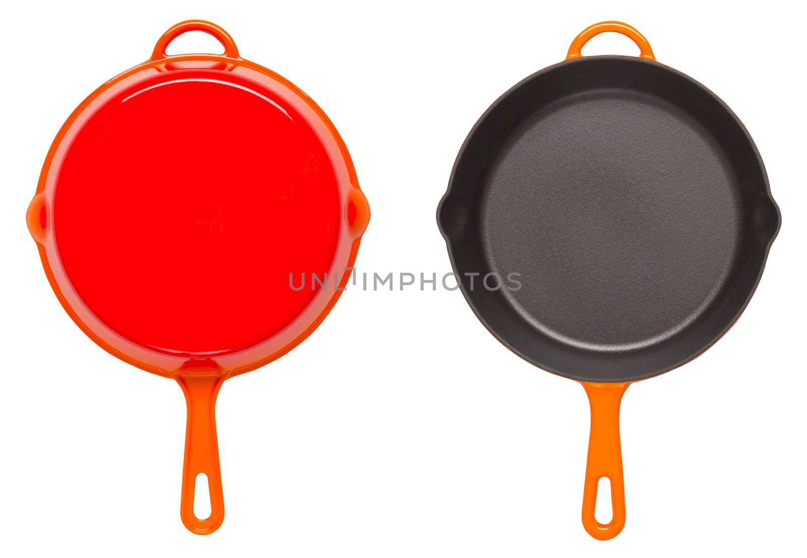 close up of cast iron pan isolated on white