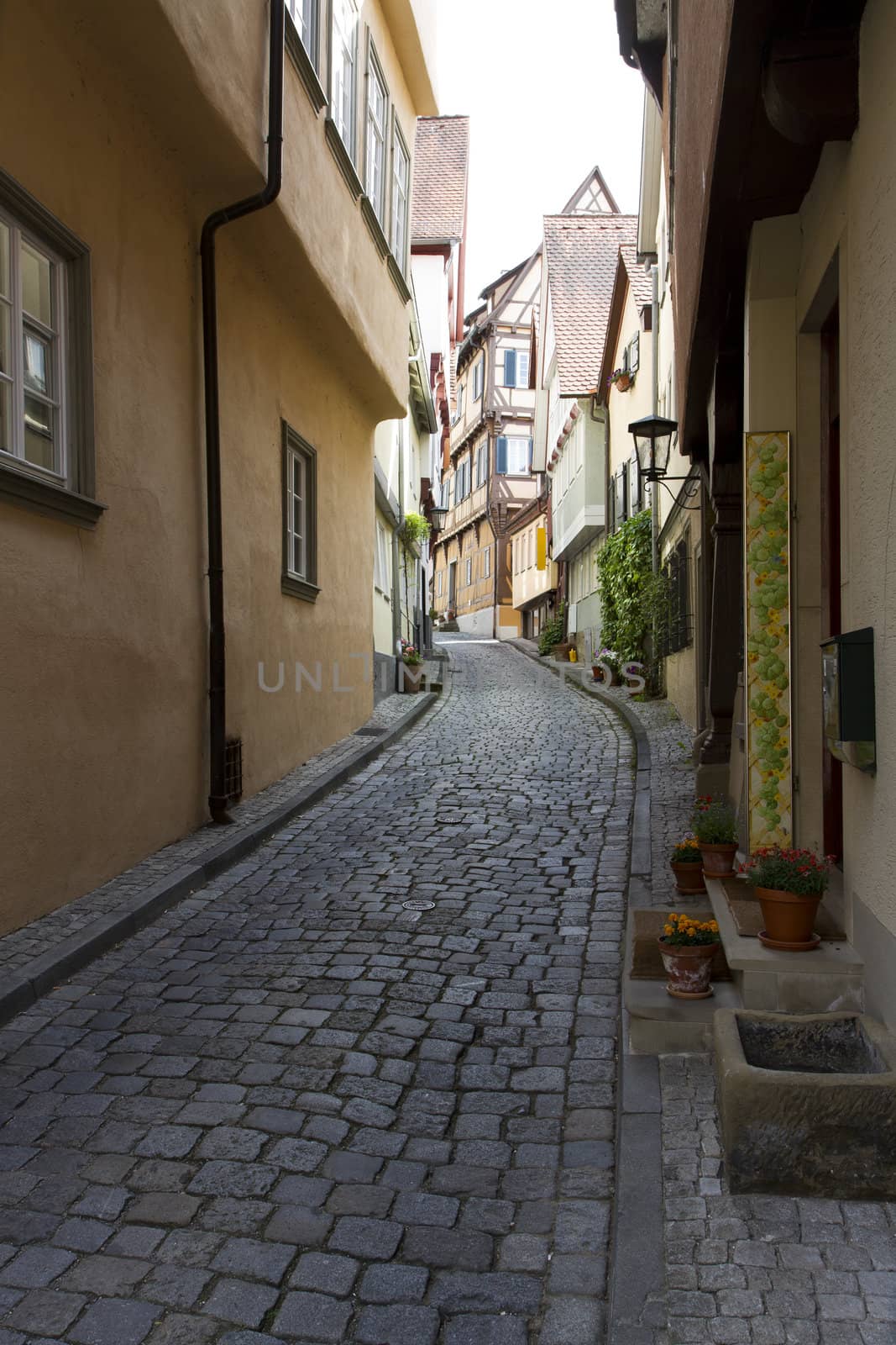 historic city in germany with narrow lane by gewoldi