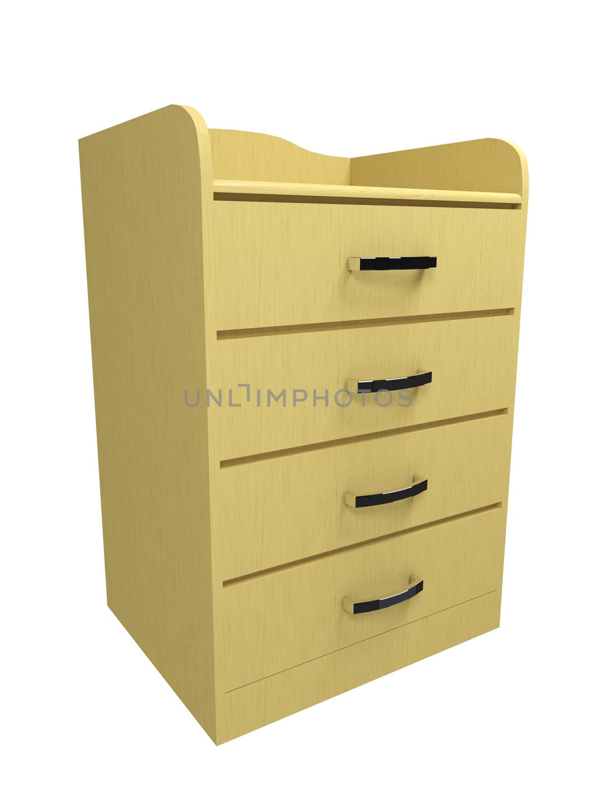 The wooden cabinet on a white background