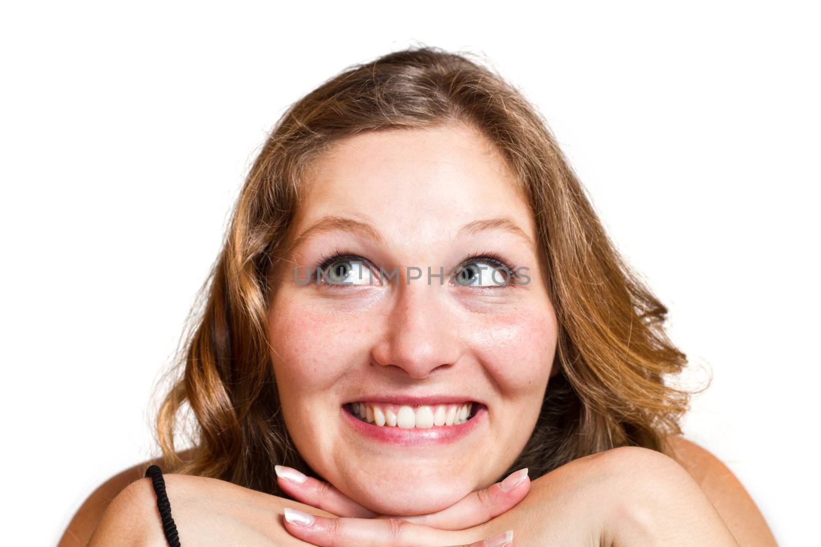 beautiful smiling girl isolated on white background