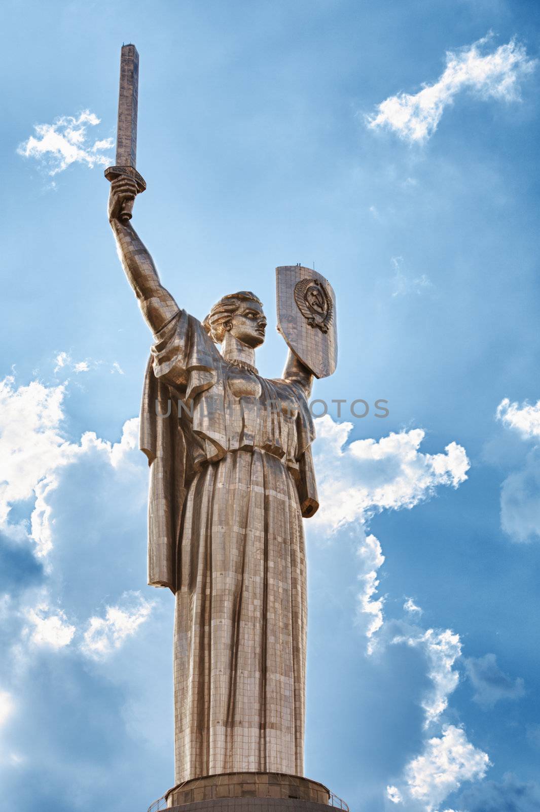 Monument in Kiev - Rodina - Mother on sky background