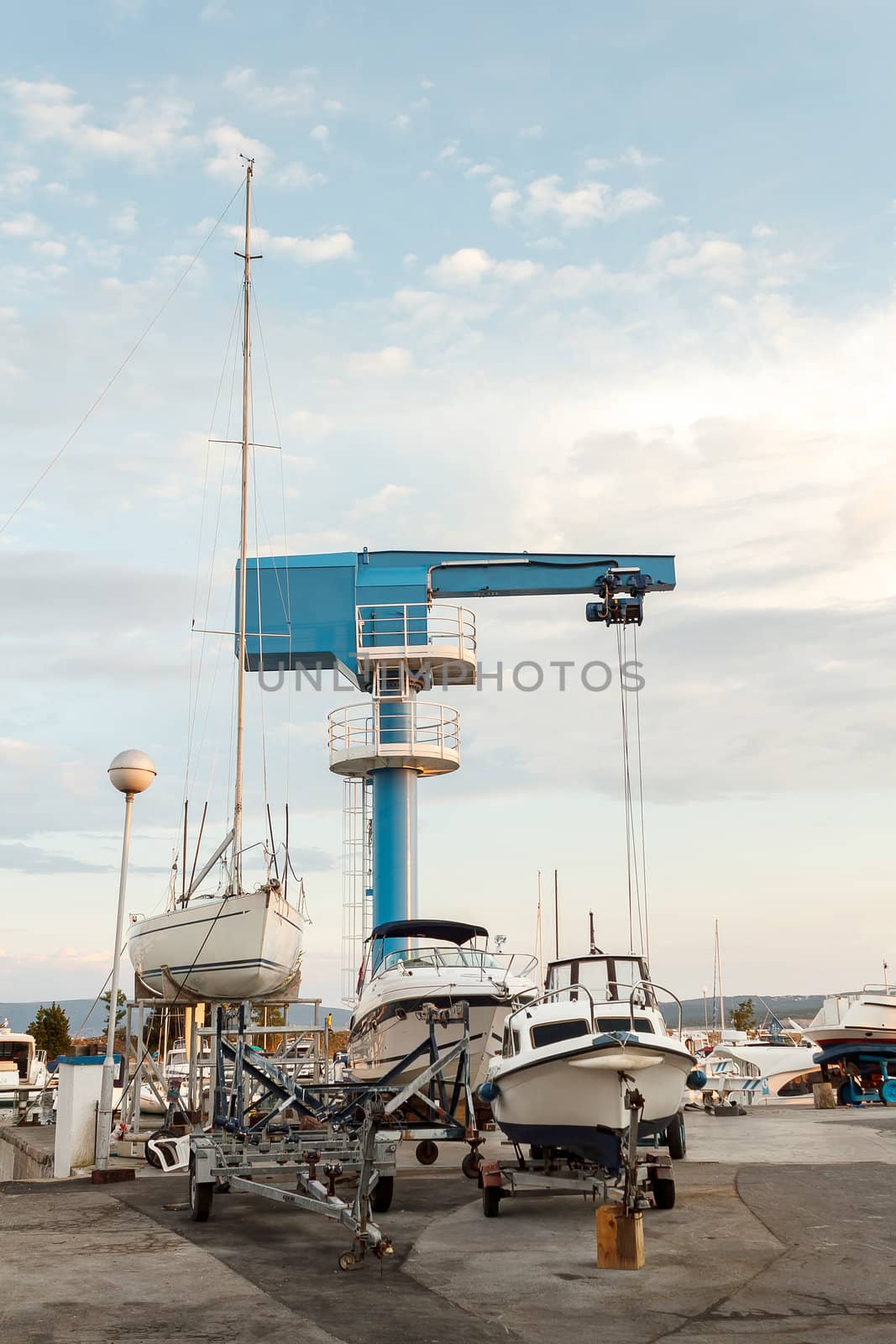 crane in yachts service and shipyard in port Croatia