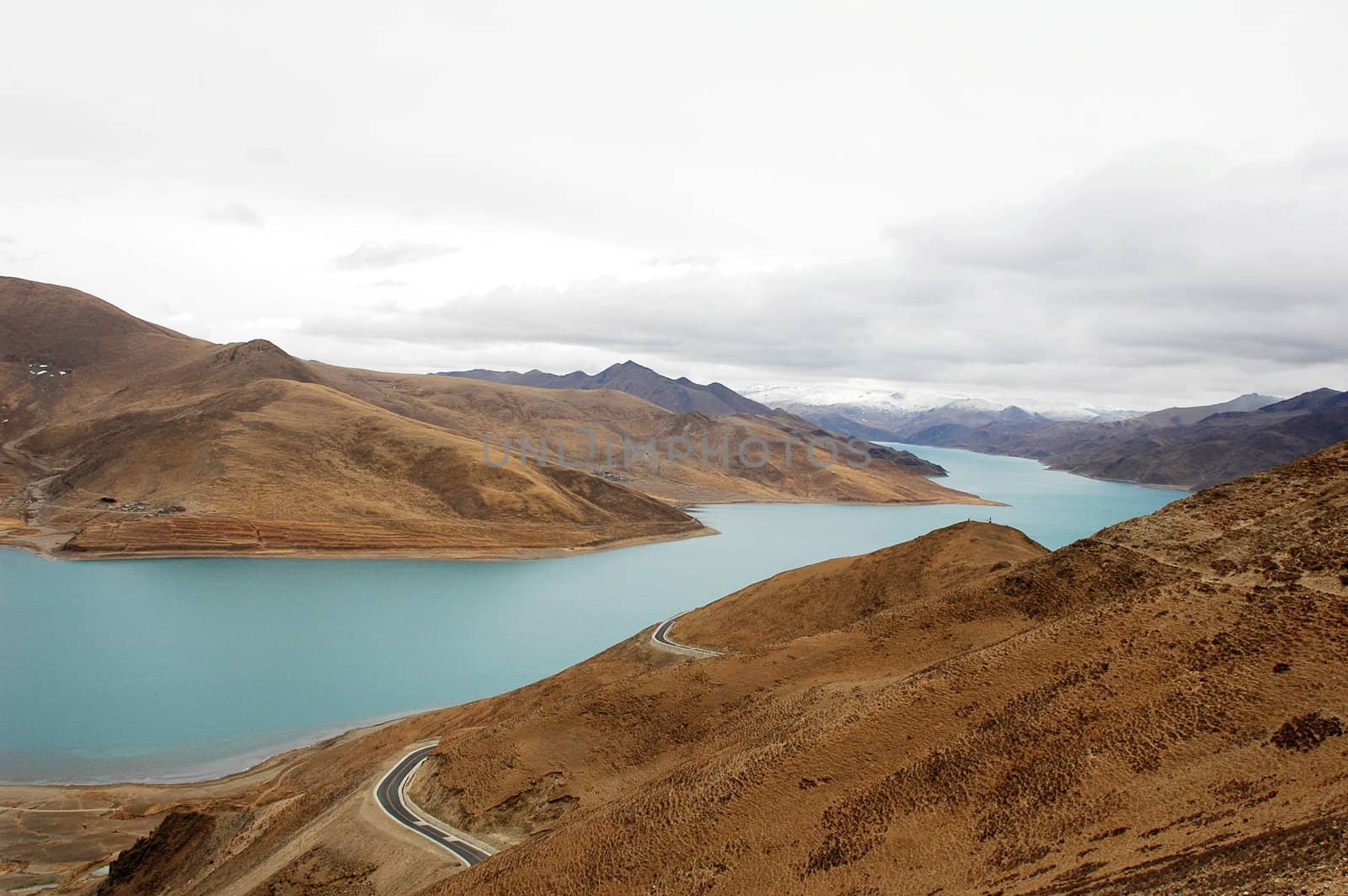 Landscape of mountains and lakes in Tibet