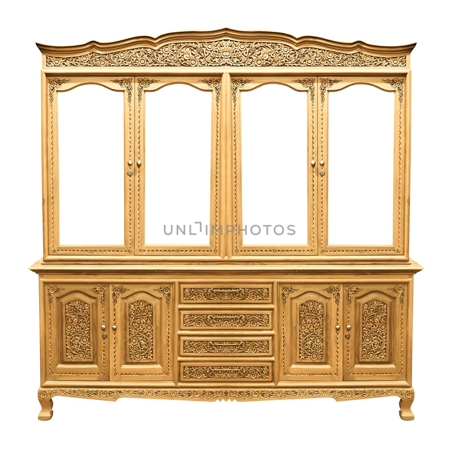 wooden cabinet classic over white background