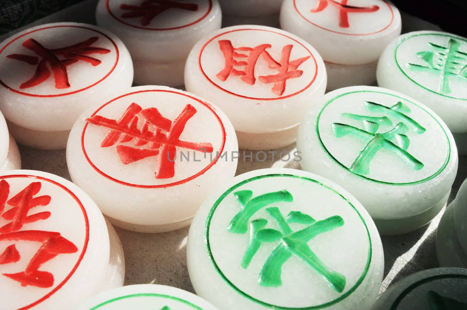 Chinese chess pieces made of stones