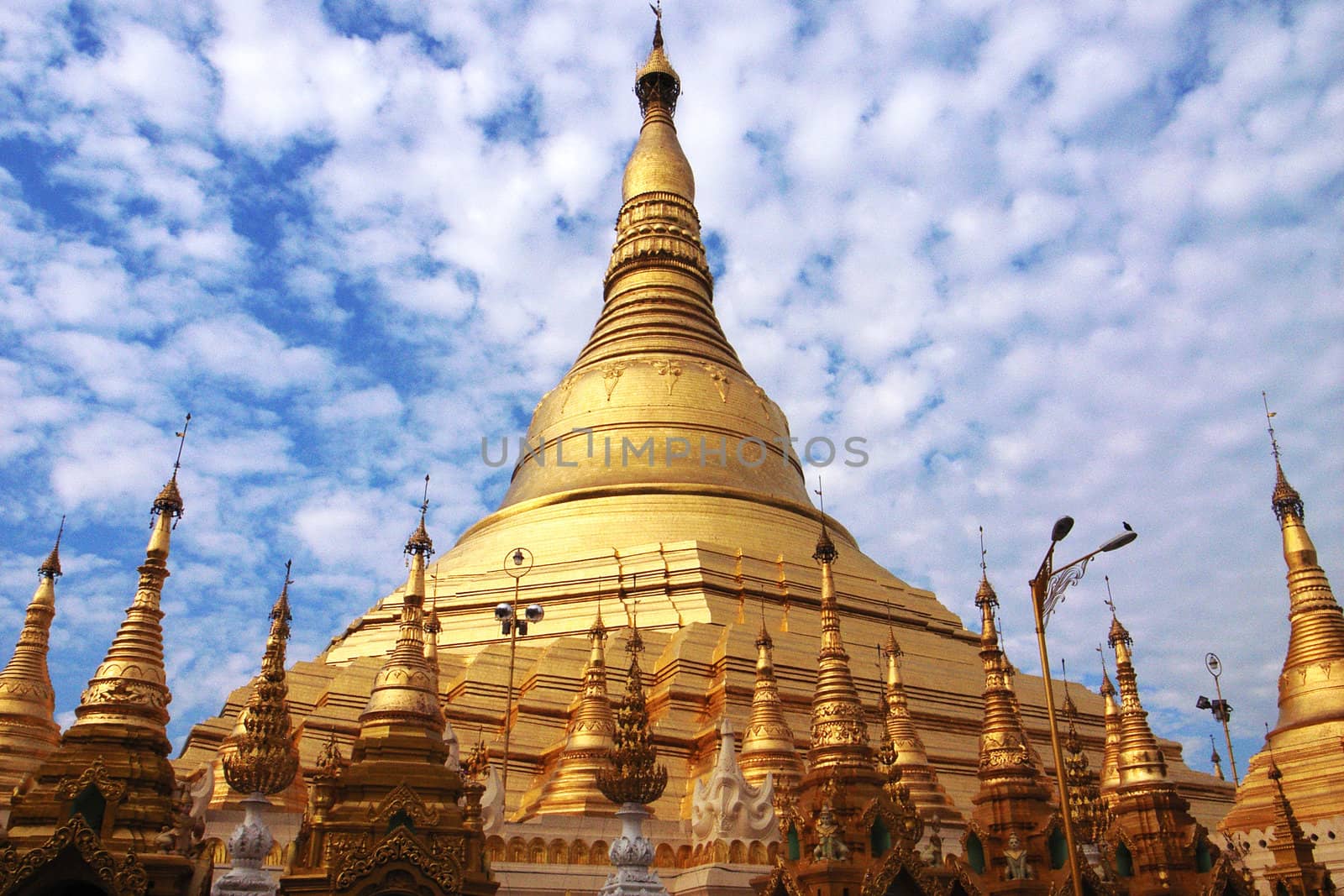 Historic buddhist golden towers in Myanmar