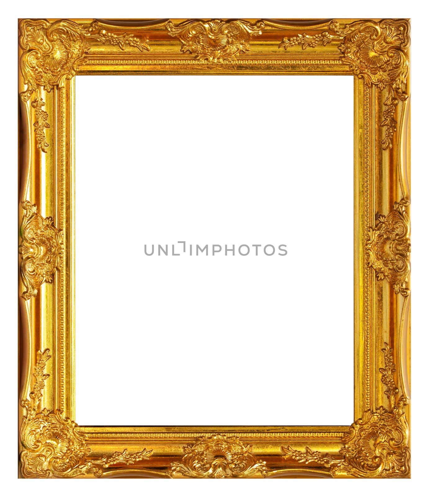 Gold frame on white background