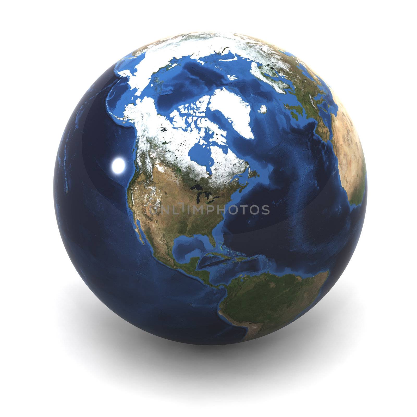 A Colourful 3d Rendered USA Earth Globe