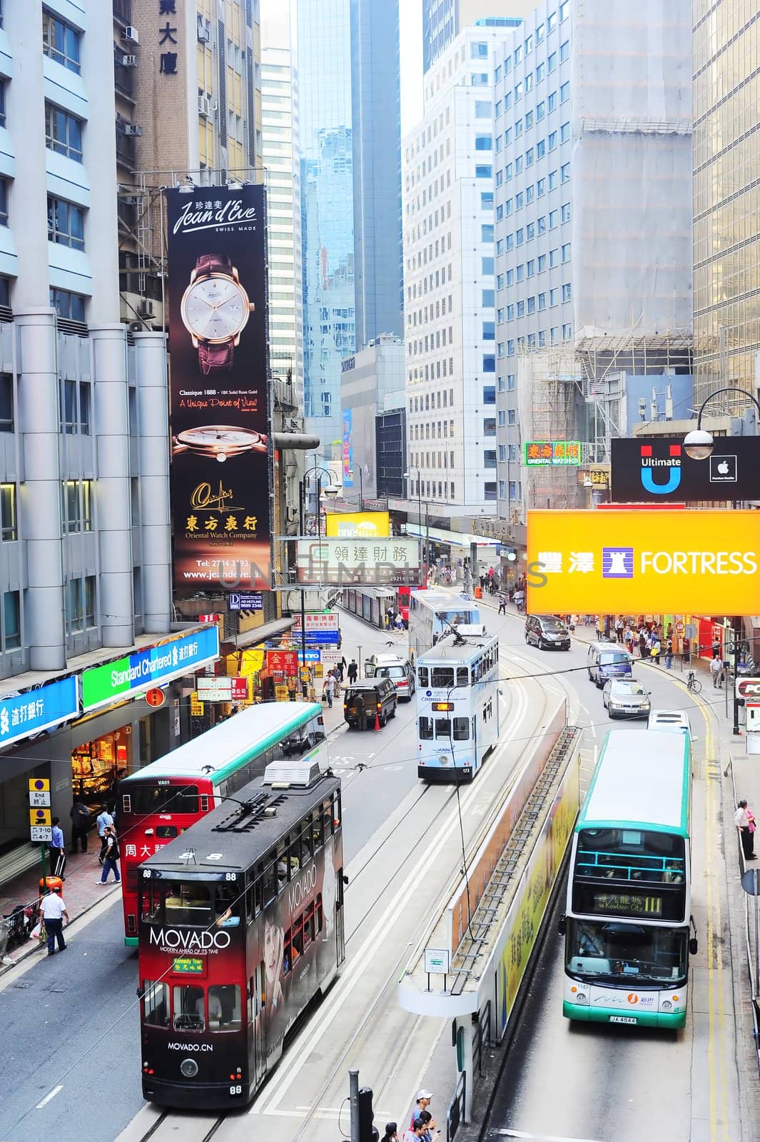 Hong Kong - May 21, 2012: Aerial view on street of Hong Kong. With a land mass of 1,104 km? and a population of 7 million people, Hong Kong is one of the most densely populated areas in the world