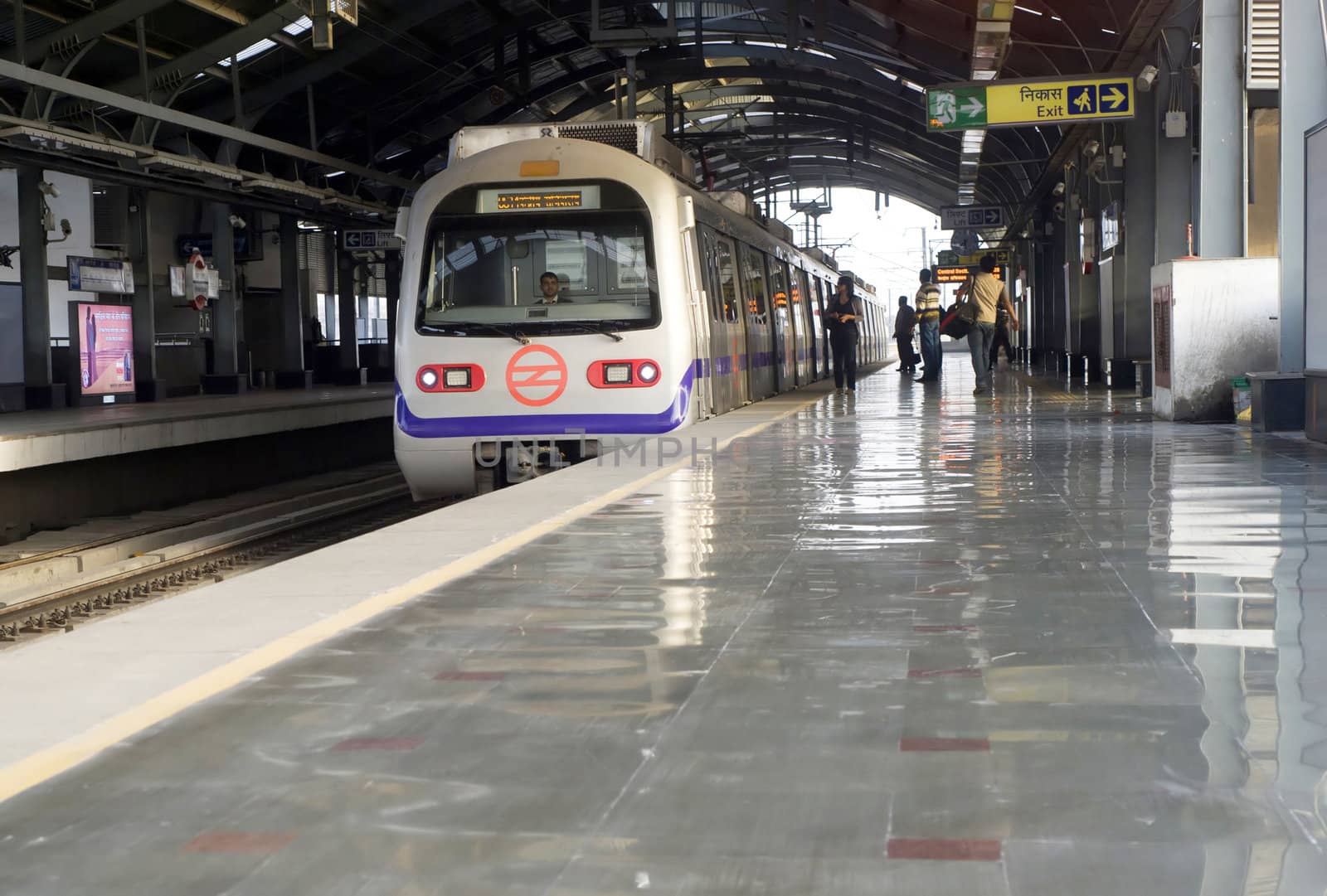 Delhi, India -  March 03, 2012: Delhi Metro station  in Delhi. Delhi Metro network consists of six lines with a total length of 189.63 kilometres (117.83 mi) with 142 stations